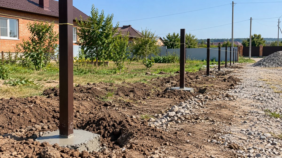 Бетонирование столбов для забора на участке